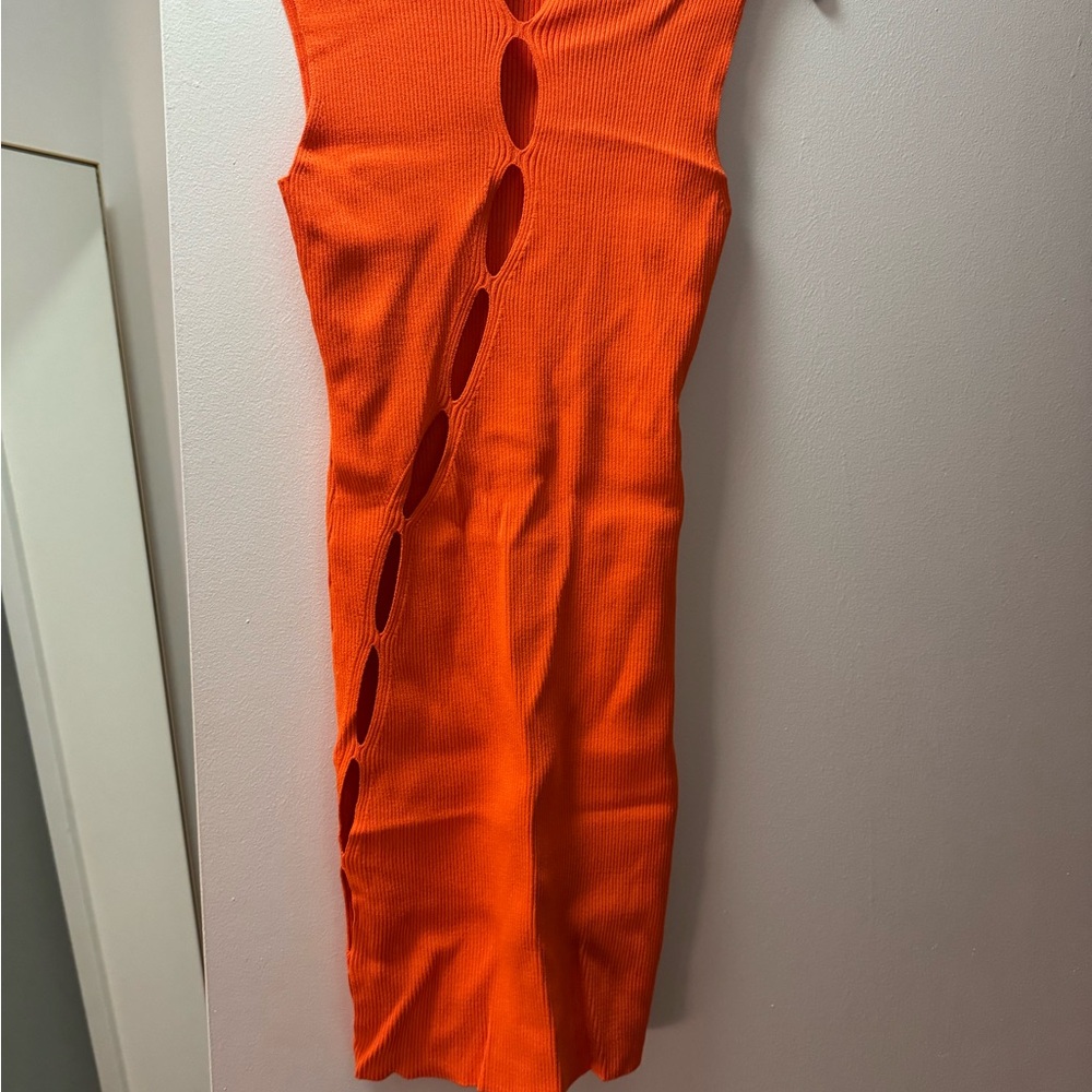 Ronny Kobo Collection Vibrant Orange Midi Dress